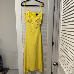 Bardot Yellow Cowl Midi Slip Dress